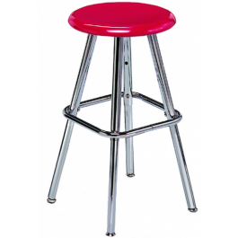 Drehhocker höhenverstellbar, abgebildet Modell 0801, Hocker Rot, Gestell Chrom