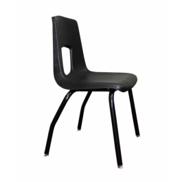 Stapelstuhl Discover mit Vier-Fuß-Gestell für Bühnen und Bands, abgebildet Modell 7109, Sitzschale Schwarz, Gestell Schwarz
