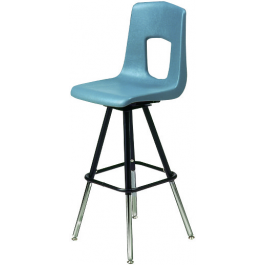 Drehhocker höhenverstellbar, abgebildet Modell 799, Sitzschale Blau, Gestell Chrom