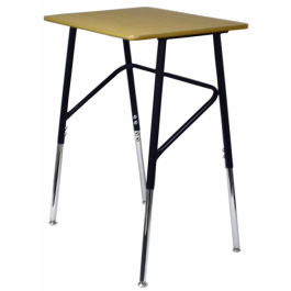 Schülertisch höhenverstellbar, abgebildet Modell 990, Tischplatte Ahorn, Gestell Schwarz