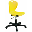 Höhenverstellbarer Drehstuhl, abgebildet Modell DP9A, Sitzschale Gelb, 5-armiges Rollengestell