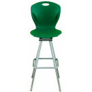 Drehhocker höhenverstellbar, abgebildet Modell D99A, Sitzschale Aquamarin, Gestell Chrom