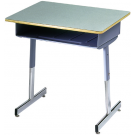 Schülertisch höhenverstellbar, abgebildet Modell 930, Tischplatte Fontana, T-Gestell Chrom