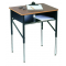 Schülertisch höhenverstellbar, abgebildet Modell CS500, Tischplatte Walnuß, Stahl-Bücherfach, Gestell Schwarz